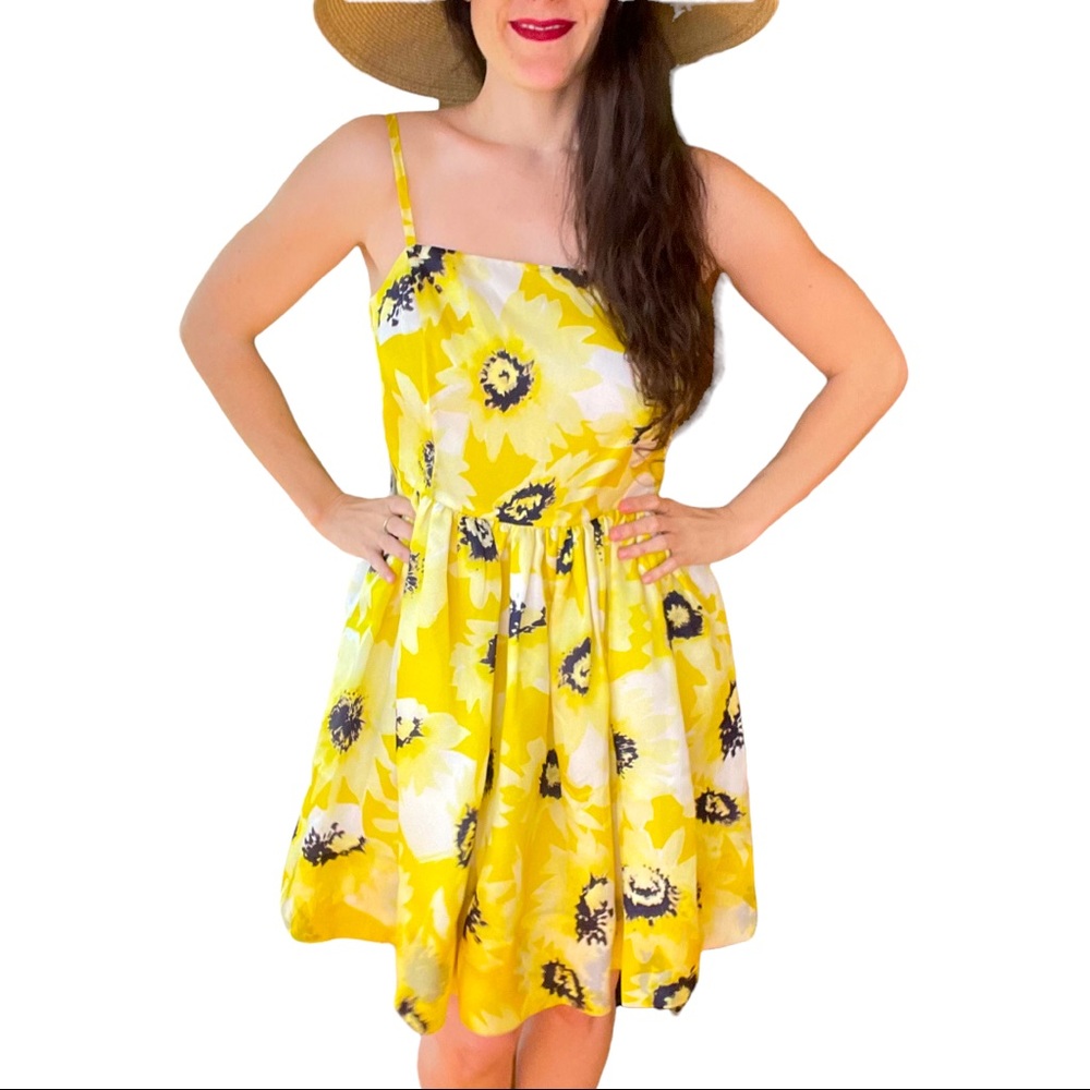 kate spade Yellow Floral Midi Dress Size 10 US In Great Conditions
